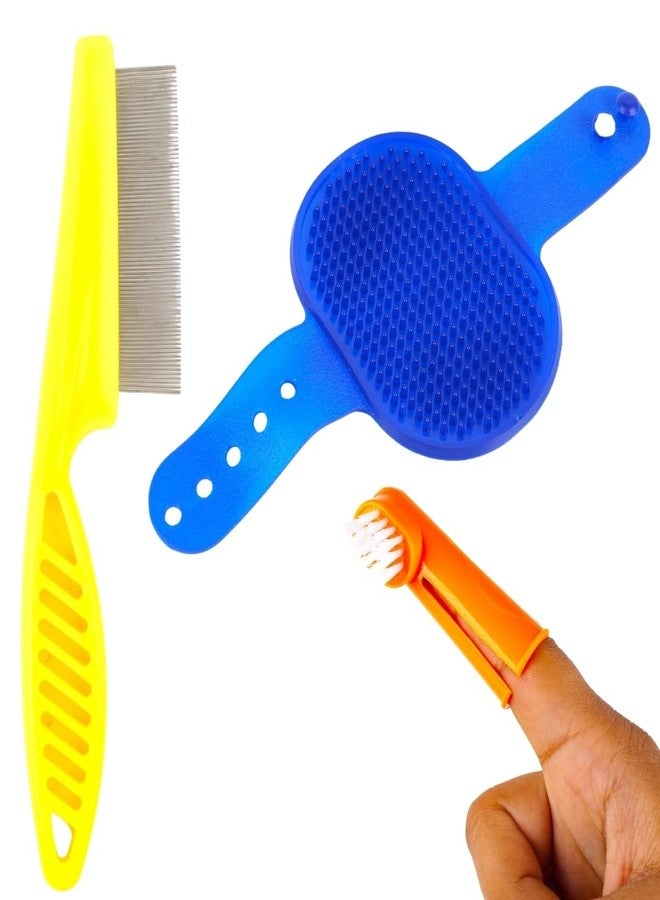 فرشاة تنظيف الحيوانات الأليفة من ريجيس، فرشاة كلاب سيليكون متعددة الألوان بشعيرات ناعمة، شكل منحني، خاصية التدليك، 12 × 10 × 8 سم (عبوة من 3 قطع) - Image 1